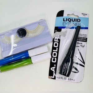 LA Colors Liquid Eyeliner Black & Glow in the Dark False Lashes Set